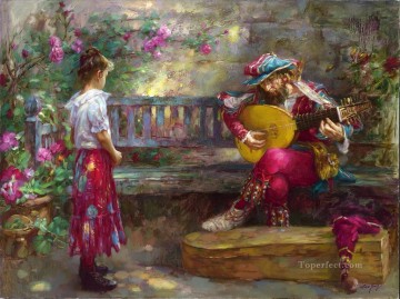 Impressionism Painting - Girl with Musician